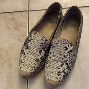 Stuart Weitzman Black and Cream Textured Flats